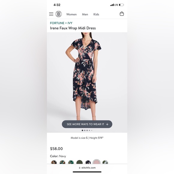 Fortune + Ivy Irene Faux Wrap Midi Dress Size 1X EUC - Picture 16 of 16